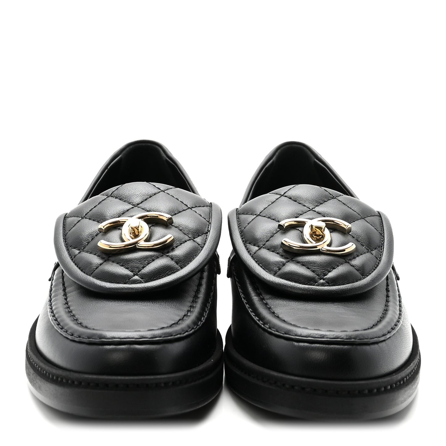 Lambskin Quilted CC Turnlock Loafers 36 Black