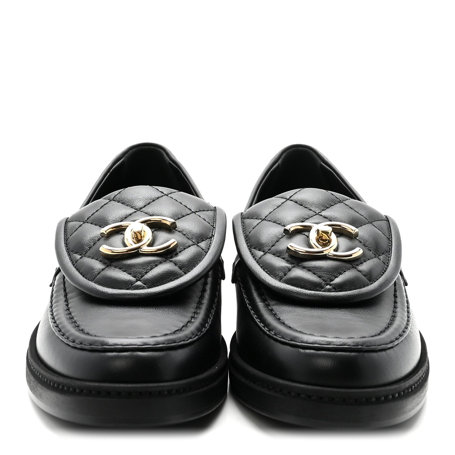 Chanel Lambskin Quilted CC Turnlock Loafers 36 Black 3 of 10