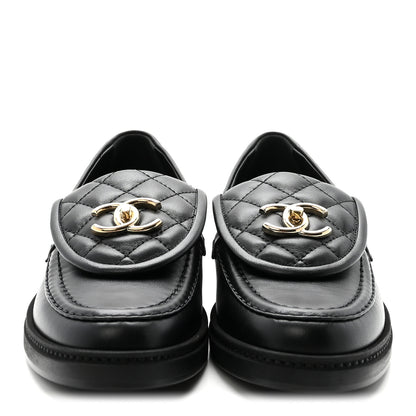 Chanel Lambskin Quilted CC Turnlock Loafers 36 Black 3 of 10