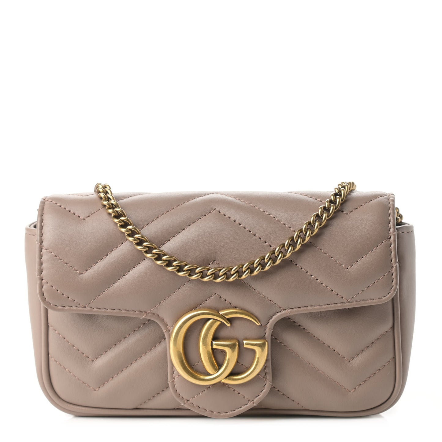 Calfskin Matelasse Super Mini GG Marmont Shoulder Bag Porcelain Rose