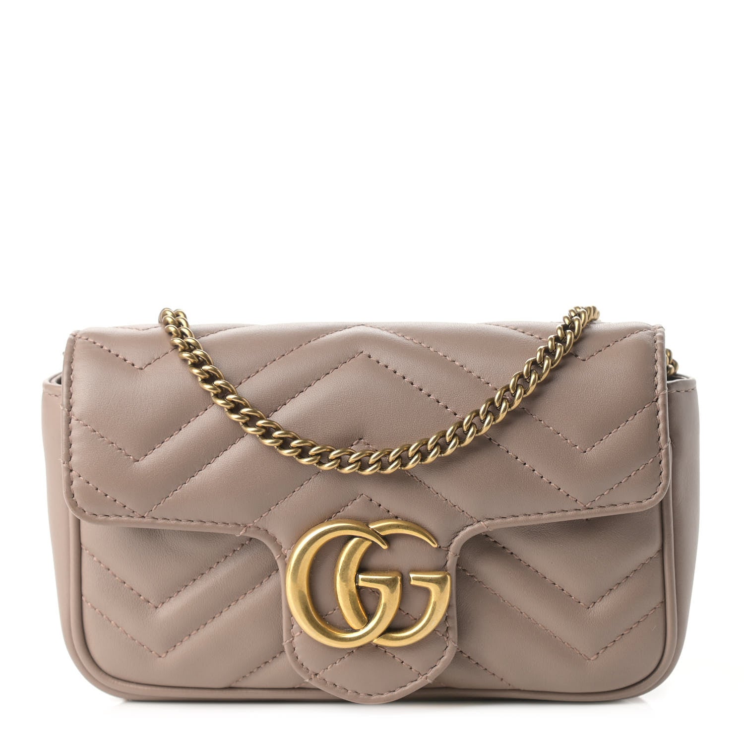 Gucci Calfskin Matelasse Super Mini GG Marmont Shoulder Bag Porcelain Rose 2 of 23