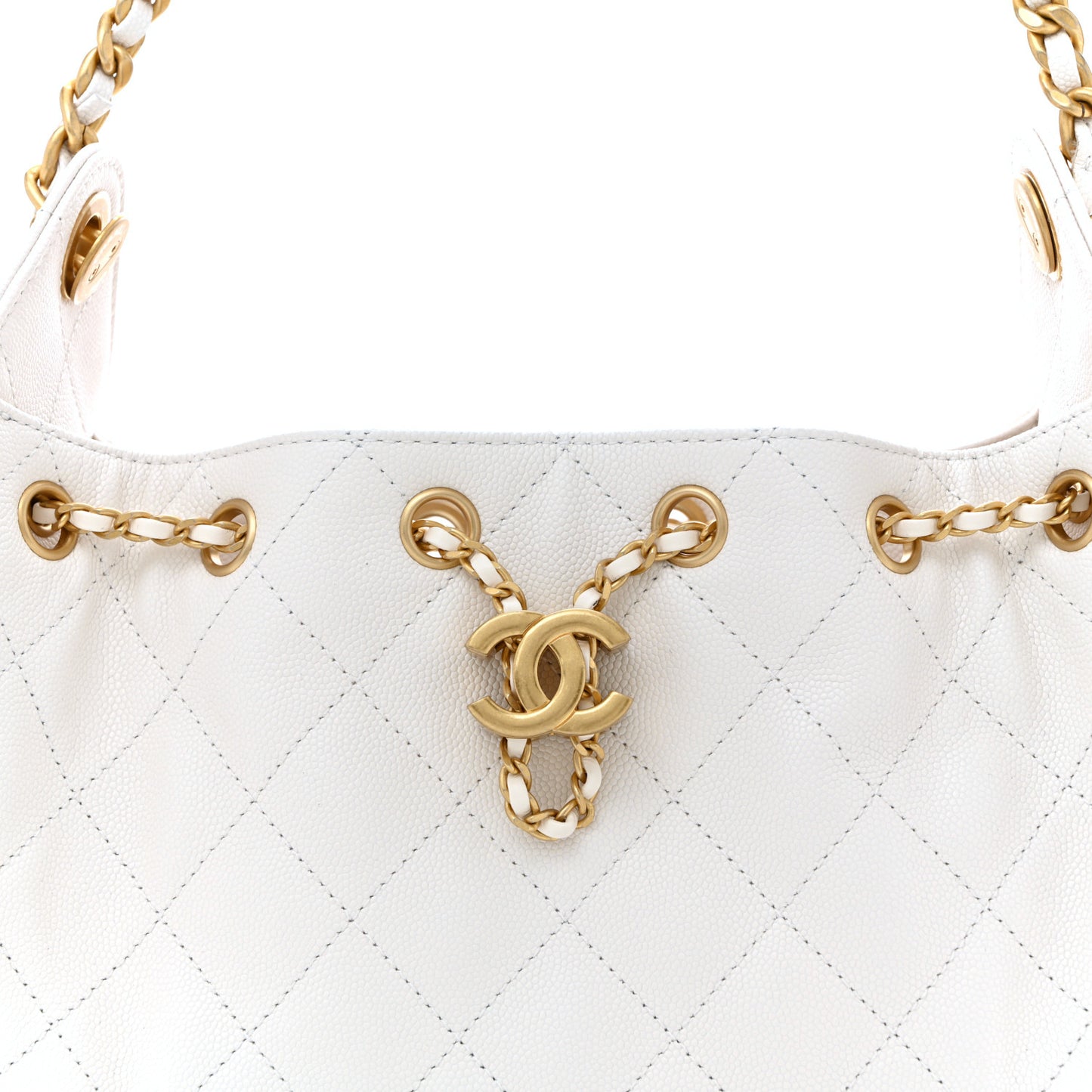 Caviar Quilted Mini Chanel 25 Handbag White