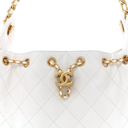 Chanel Caviar Quilted Mini Chanel 25 Handbag White 8 of 11