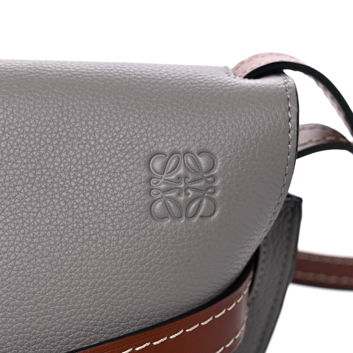 Grained Calfskin Small Gate Crossbody Bag Smoke Pecan
