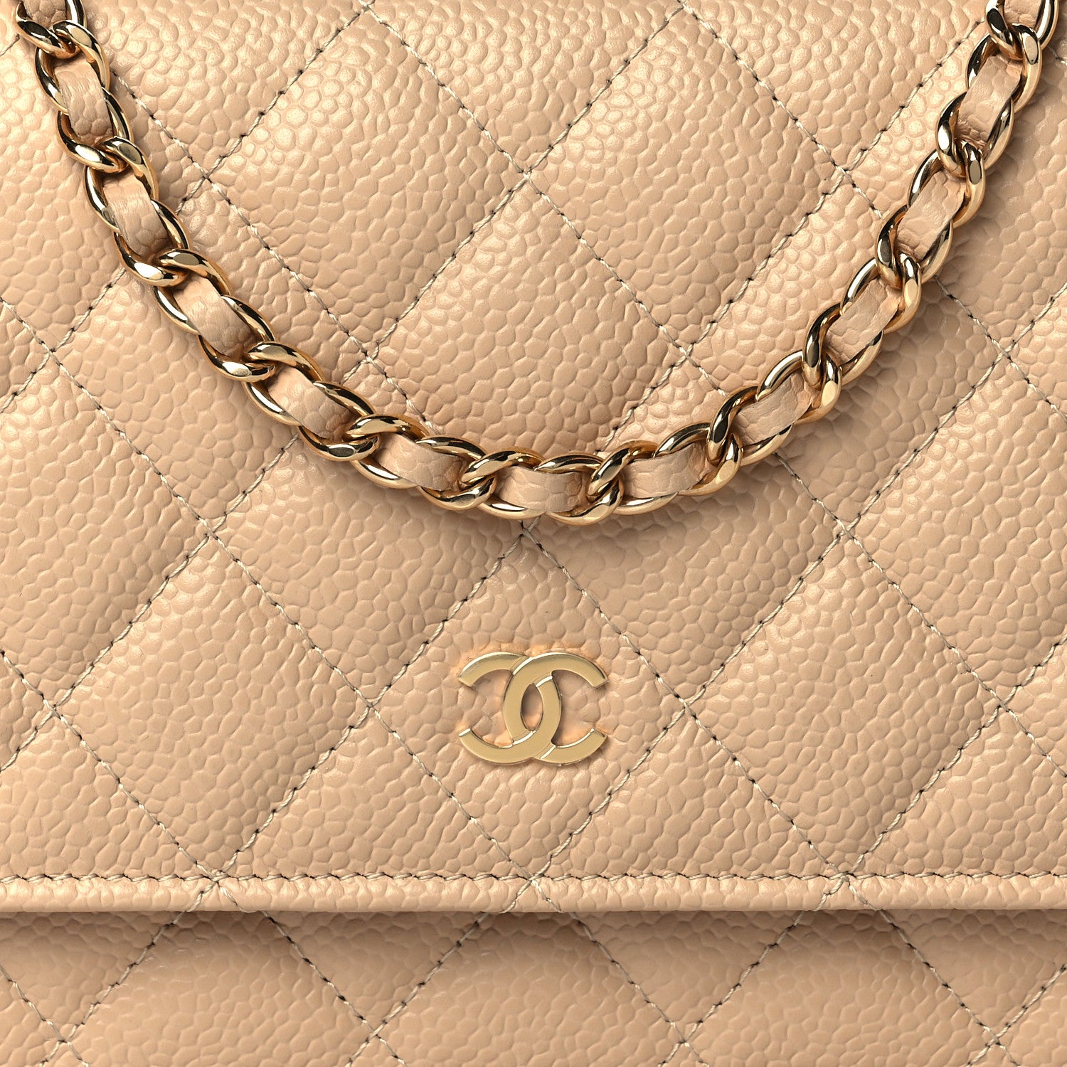 Chanel Caviar Quilted Wallet On Chain WOC Beige 11 of 12