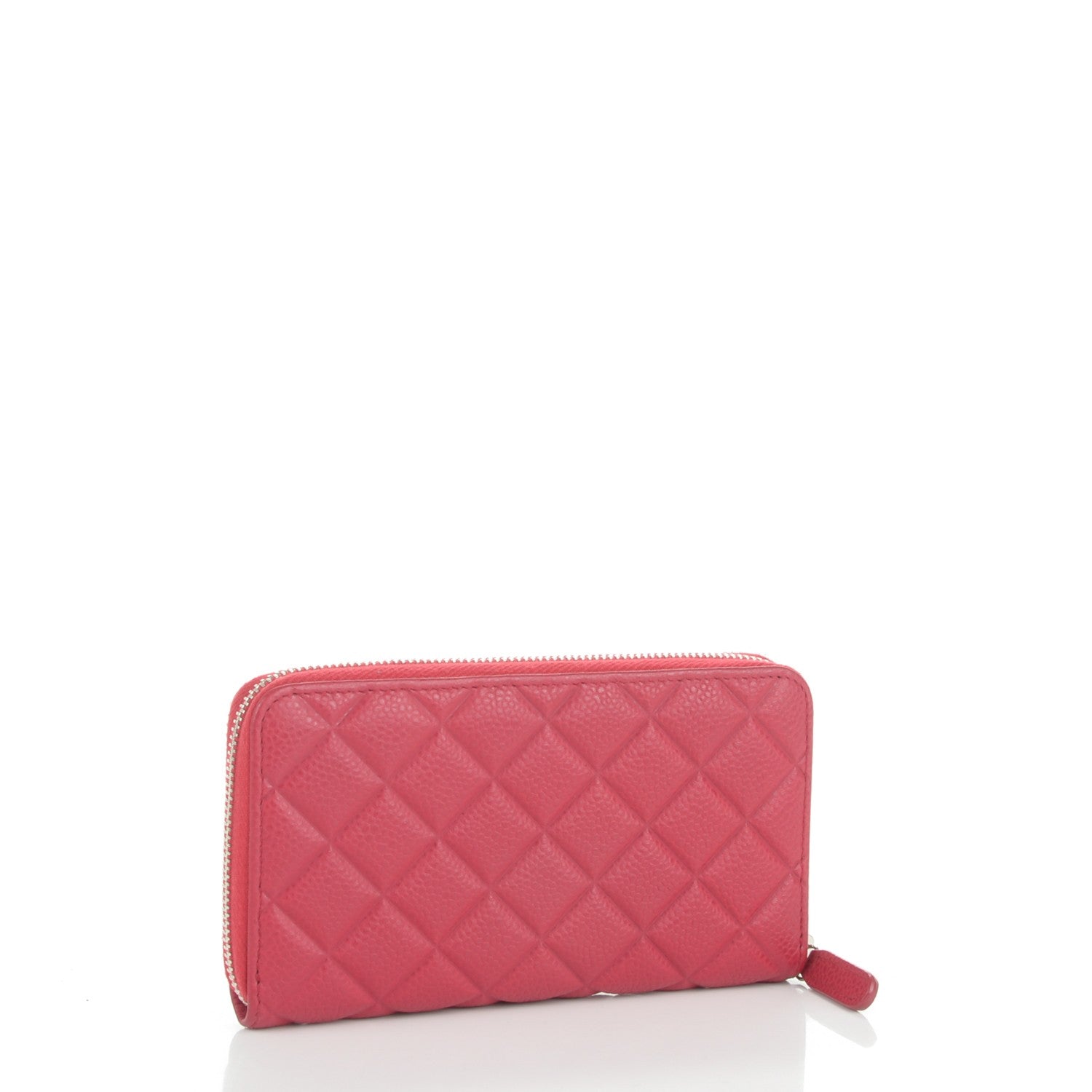 Chanel Caviar Quilted Diamond CC Zip Around Wallet Dark Fuchsia 3 of 8