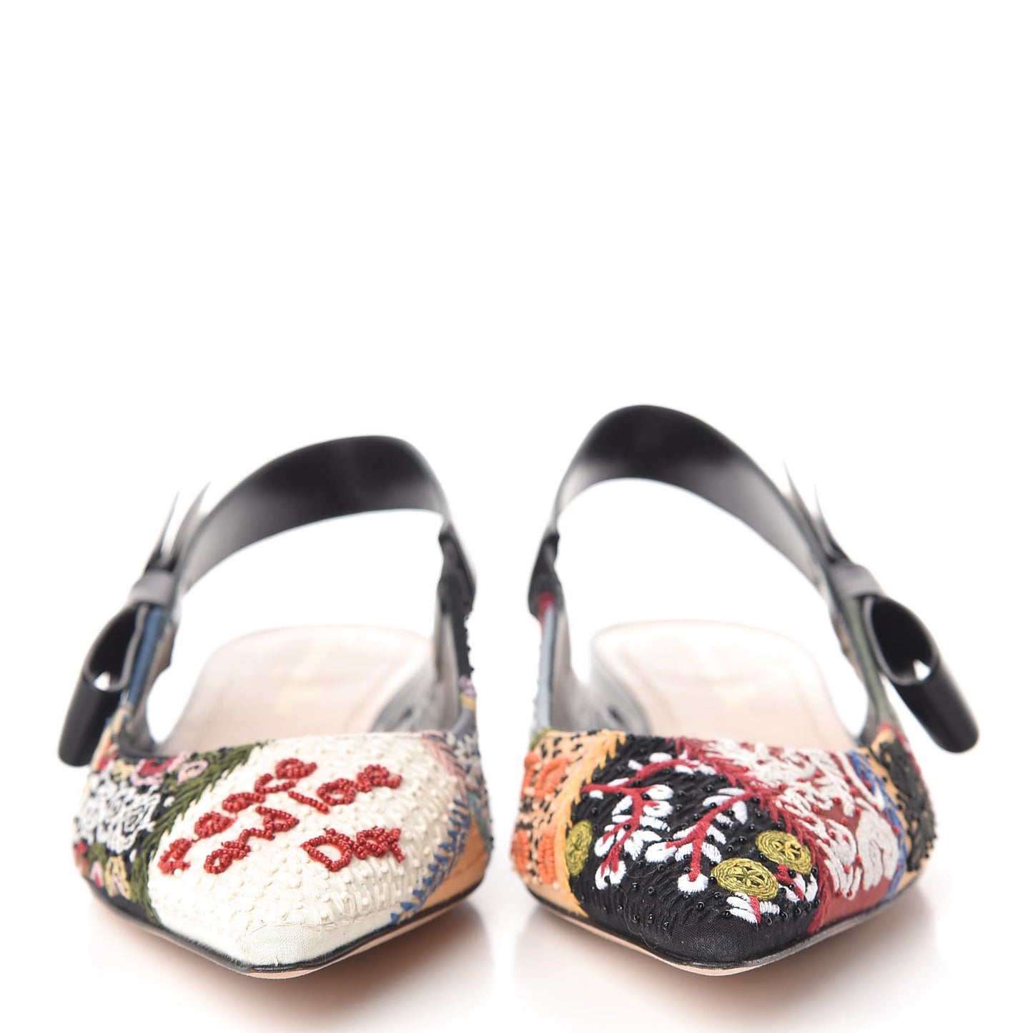 Patch Embroidered Sweet D Sling-Back Flats 38.5 Multicolor