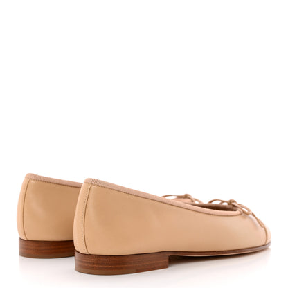 Chanel Lambskin Cap Toe CC Ballerina Flats 35 Beige 4 of 12