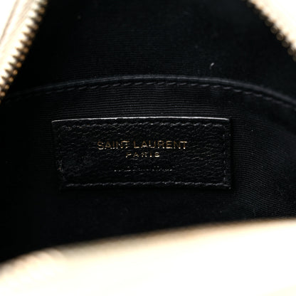 Saint Laurent Grain De Poudre Matelasse Chevron Quilted Round Vinyle Camera Bag Crema Soft 6 of 12