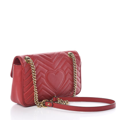Gucci Calfskin Matelasse Small GG Marmont Shoulder Bag Hibiscus Red 3 of 9