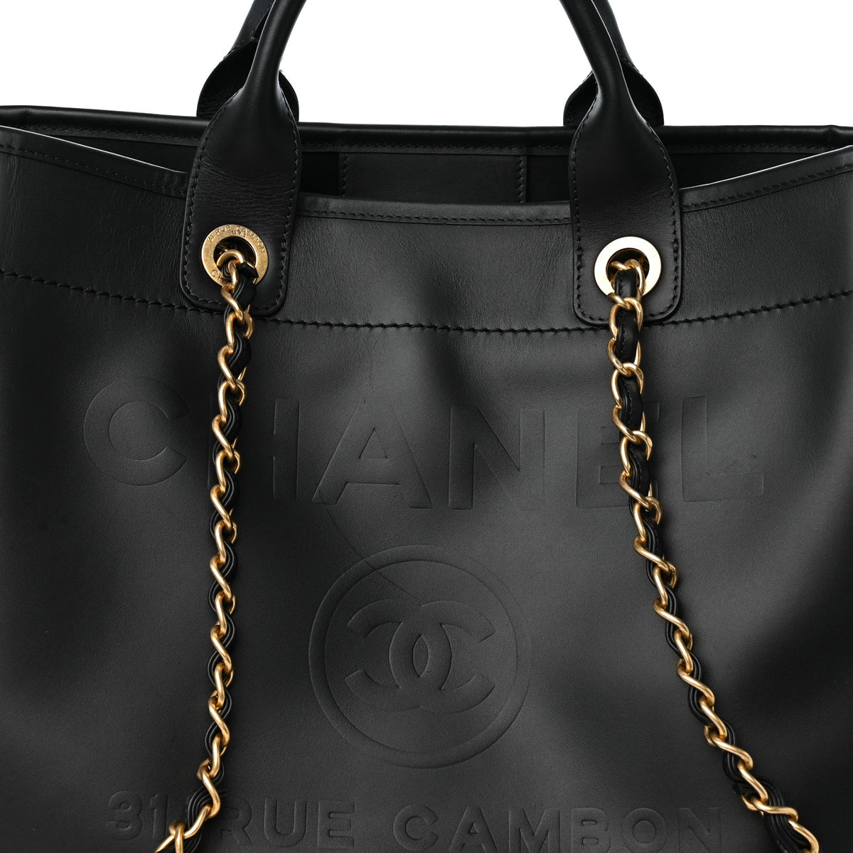 Calfskin Medium Deauville Tote Black