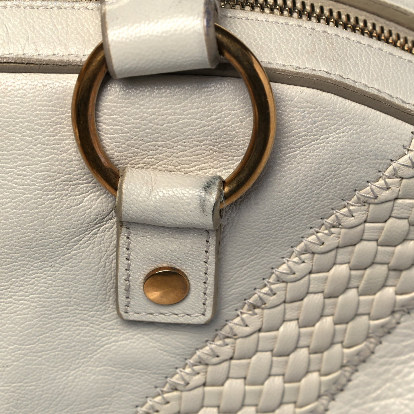 Calfskin Woven Large Muse White