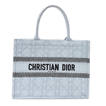 Christian Dior Raffia Cannage Medium Book Tote Blue 1 of 11