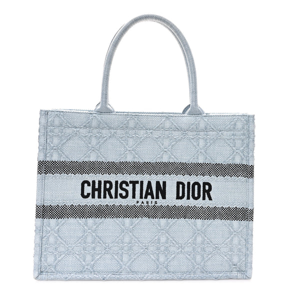 Christian Dior Raffia Cannage Medium Book Tote Blue 1711734