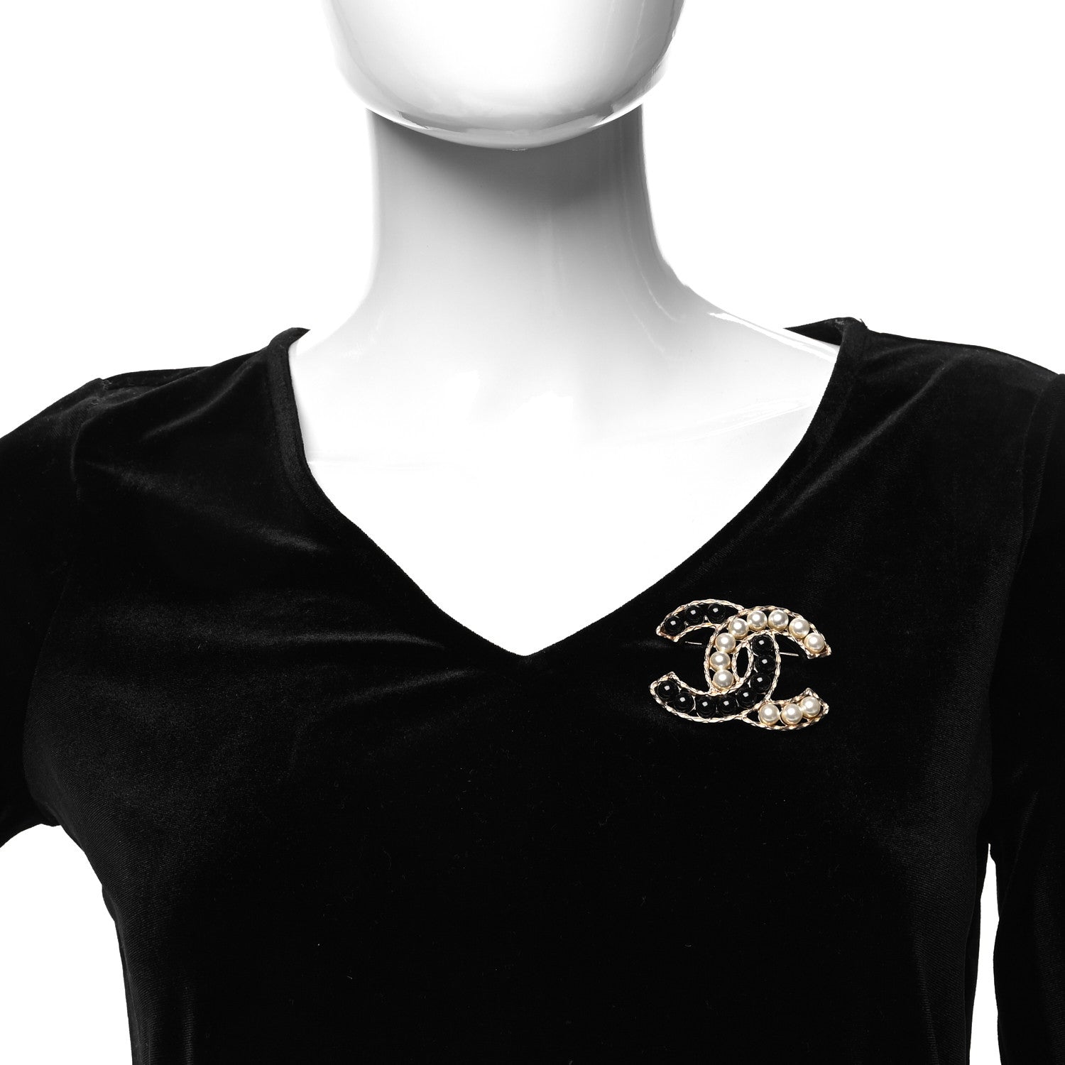 Chanel Pearl CC Brooch Gold Black 2 of 4