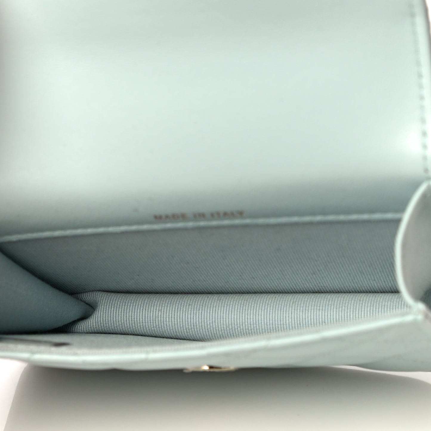 Lambskin Quilted Top Handle Flap Coin Purse With Chain Light Blue