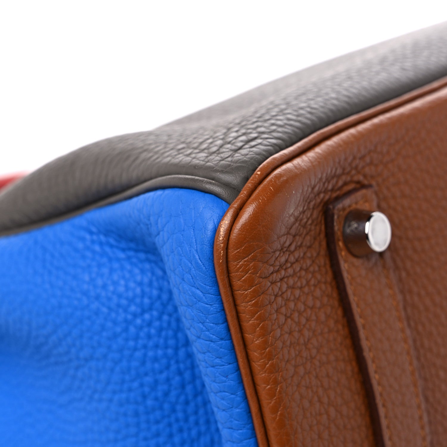Hermes Taurillon Clemence Arlequin Birkin 35 Orange Sanguine Gold Bleu Lin Bleu Hydra Etain 10 of 13