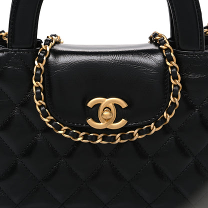 Chanel Shiny Aged Calfskin Quilted Nano Kelly Shopper Black 8 of 10