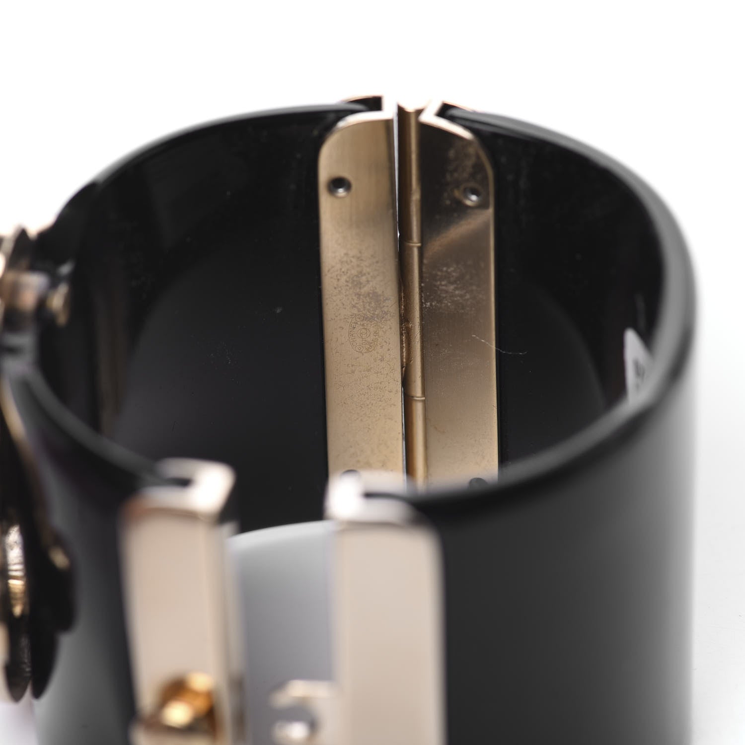 Chanel Resin Gripoix Pearl Cuff Black Gold 5 of 9