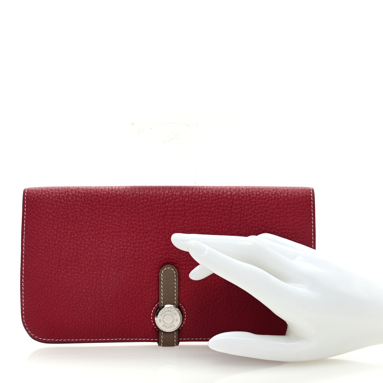 Hermes Togo Dogon Recto Verso Wallet Rubis Etoupe 2 of 6