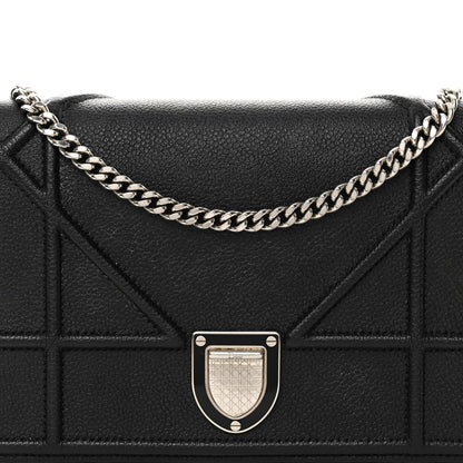 Christian Dior Grained Calfskin Diorama Wallet on Chain Pouch Black 7 of 9