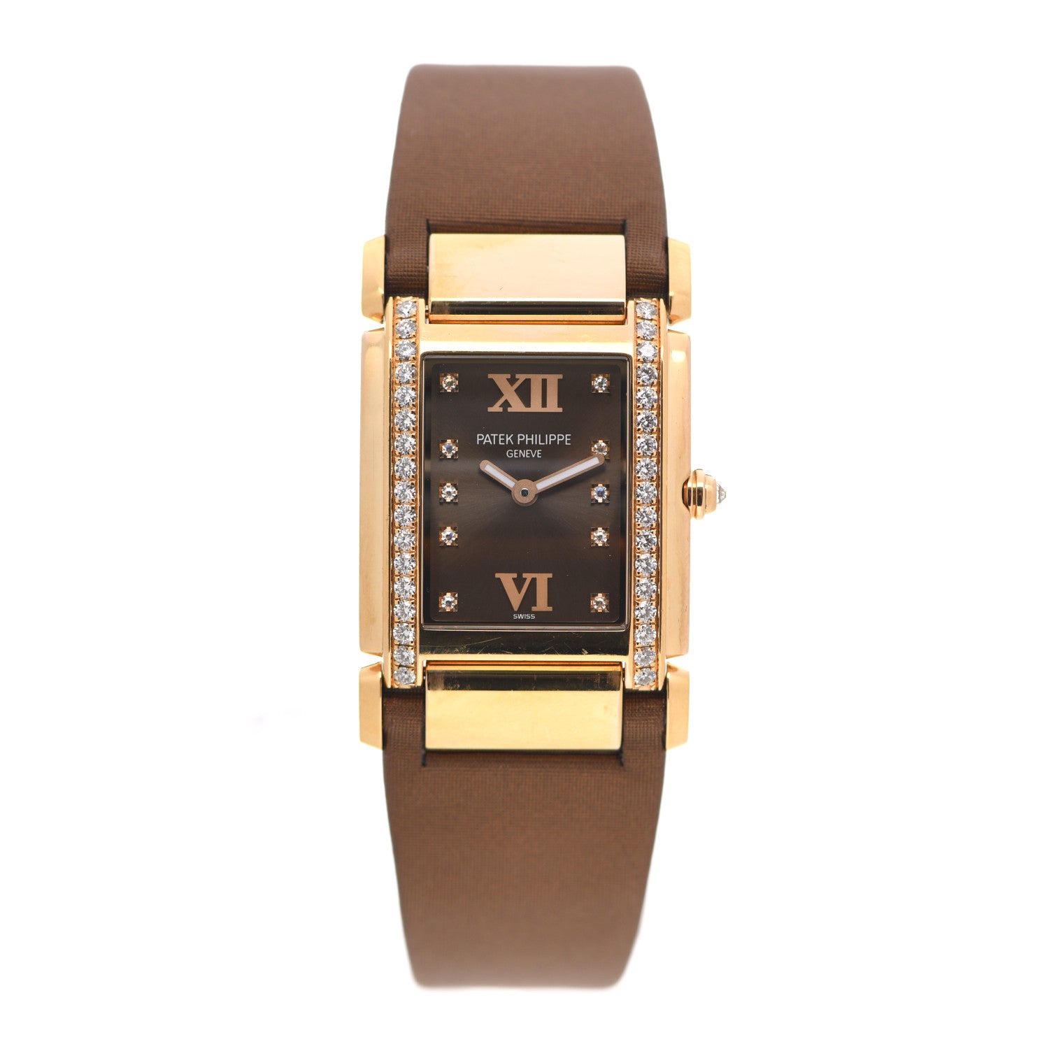 Patek Philippe 18K Rose Gold Satin Diamond 25mm Twenty-4 Quartz Watch Chocolate 4920R-001 1 of 5