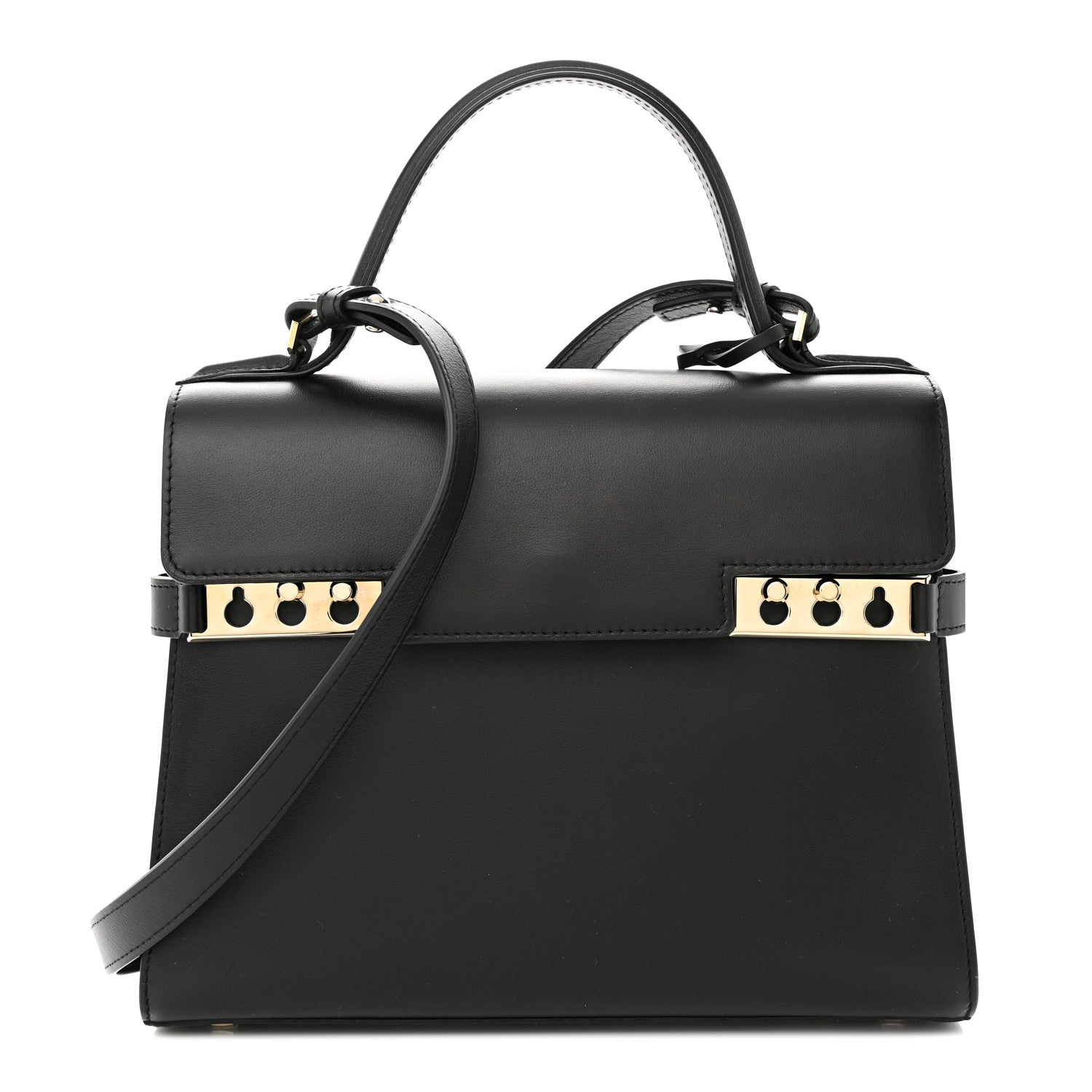 Delvaux Calfskin MM Tempete Satchel Black 1 of 12