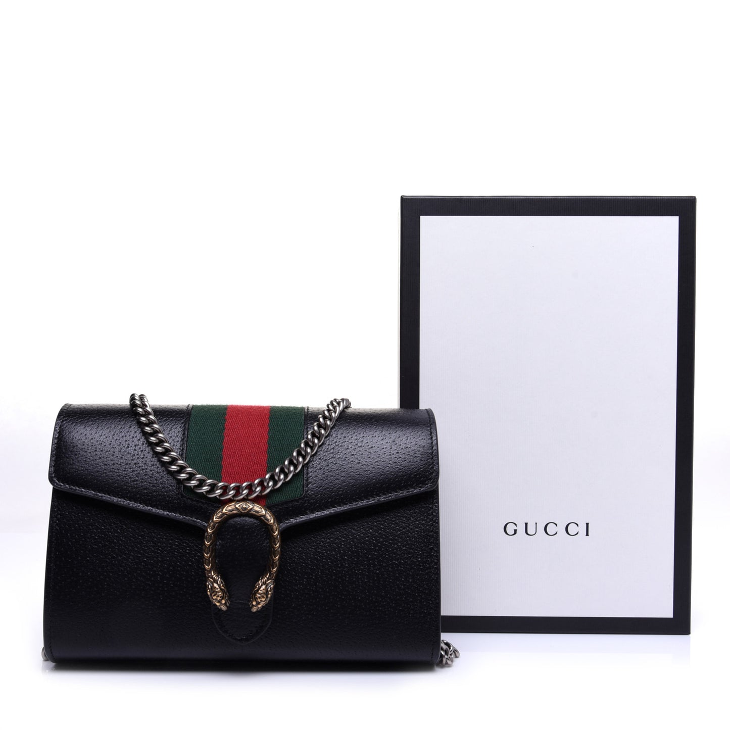 Calfskin Web Mini Dionysus Chain Wallet Black