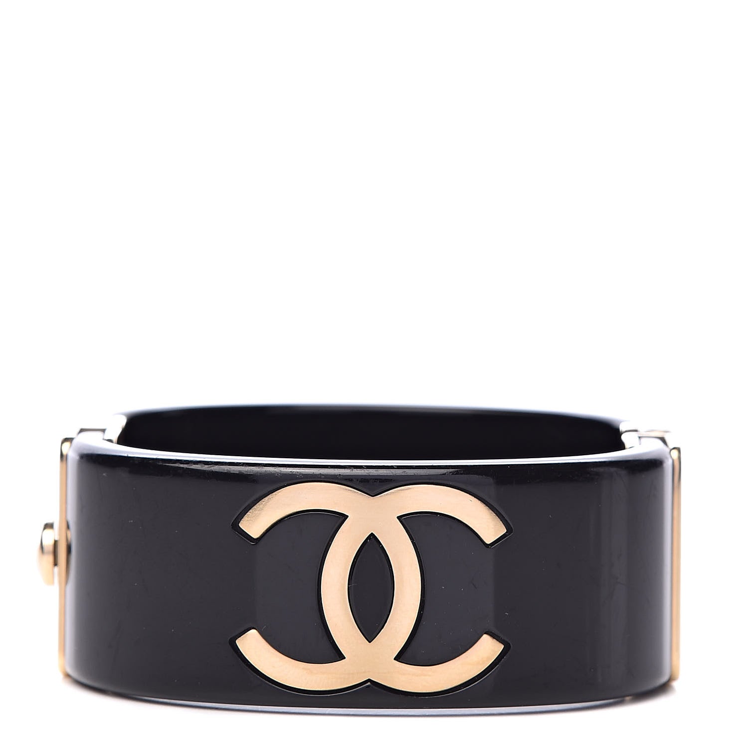 Chanel Resin CC Cuff Black Gold 1 of 6