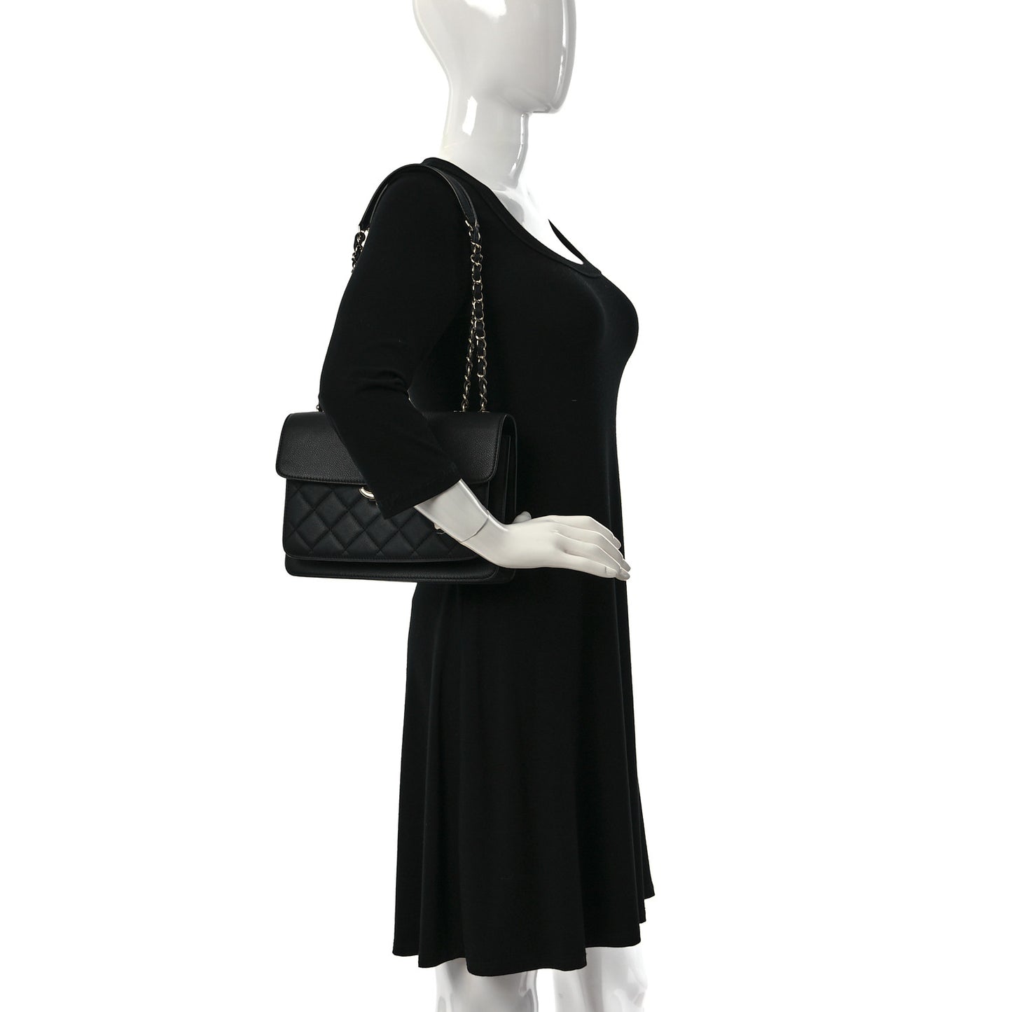 Caviar Quilted Small CC Box Top Handle Flap Black
