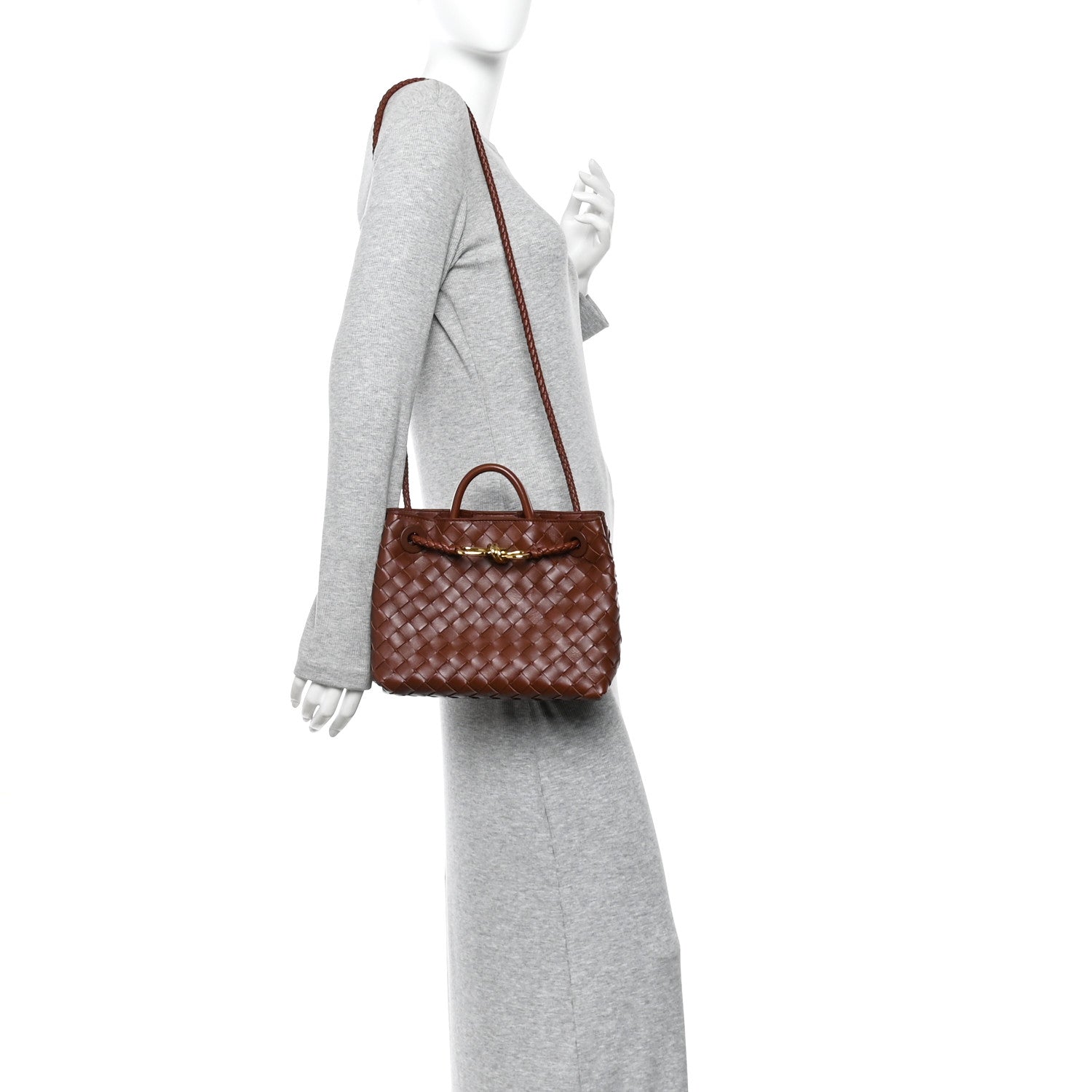 Bottega Veneta Nappa Intrecciato Small Andiamo Shoulder Bag Sapele Sapele 2 of 9