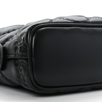 Gucci Calfskin GG Matelasse Small Dome Shoulder Bag Black Natural 7 of 8