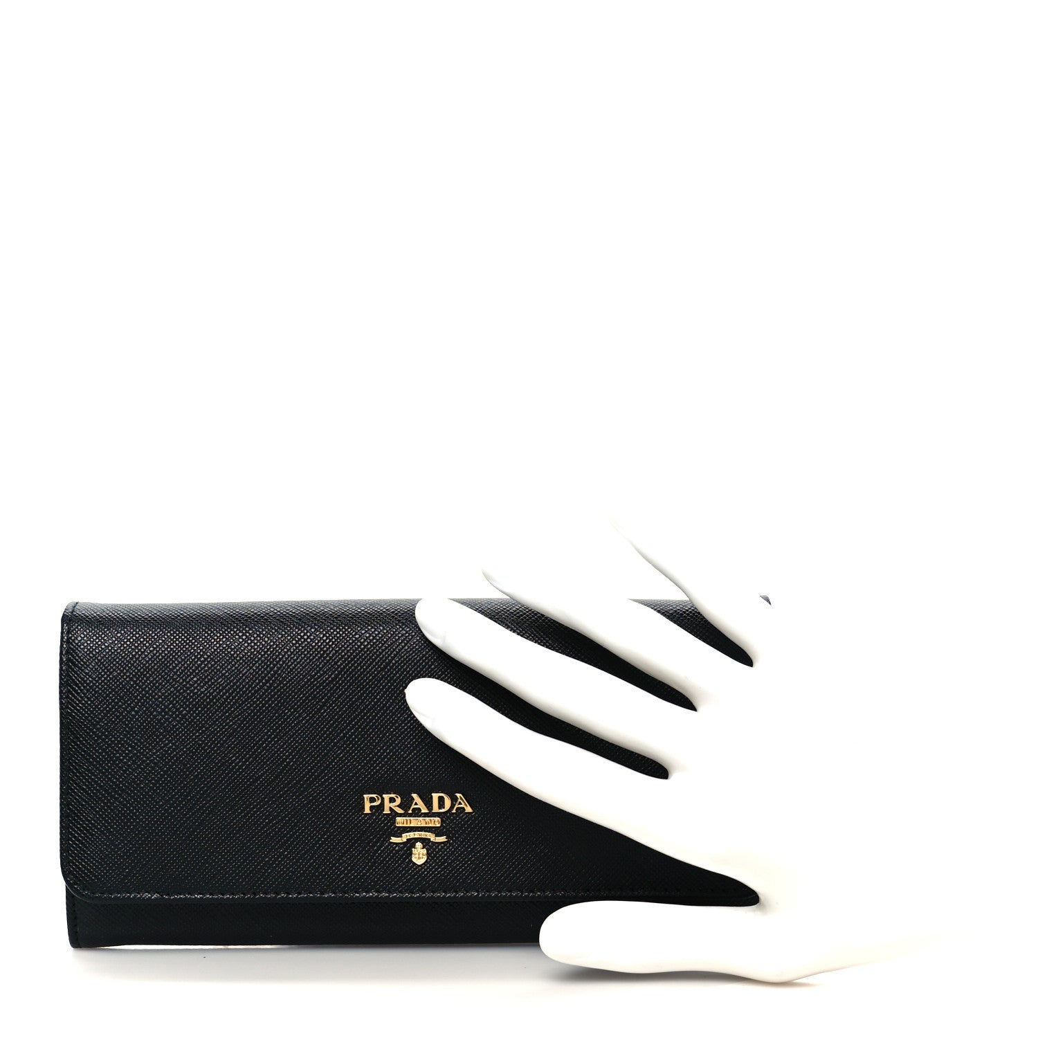 Prada Saffiano Metal Continental Flap Wallet Black 3 of 18