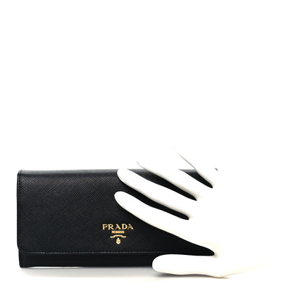 Prada Saffiano Metal Continental Flap Wallet Black 3 of 18
