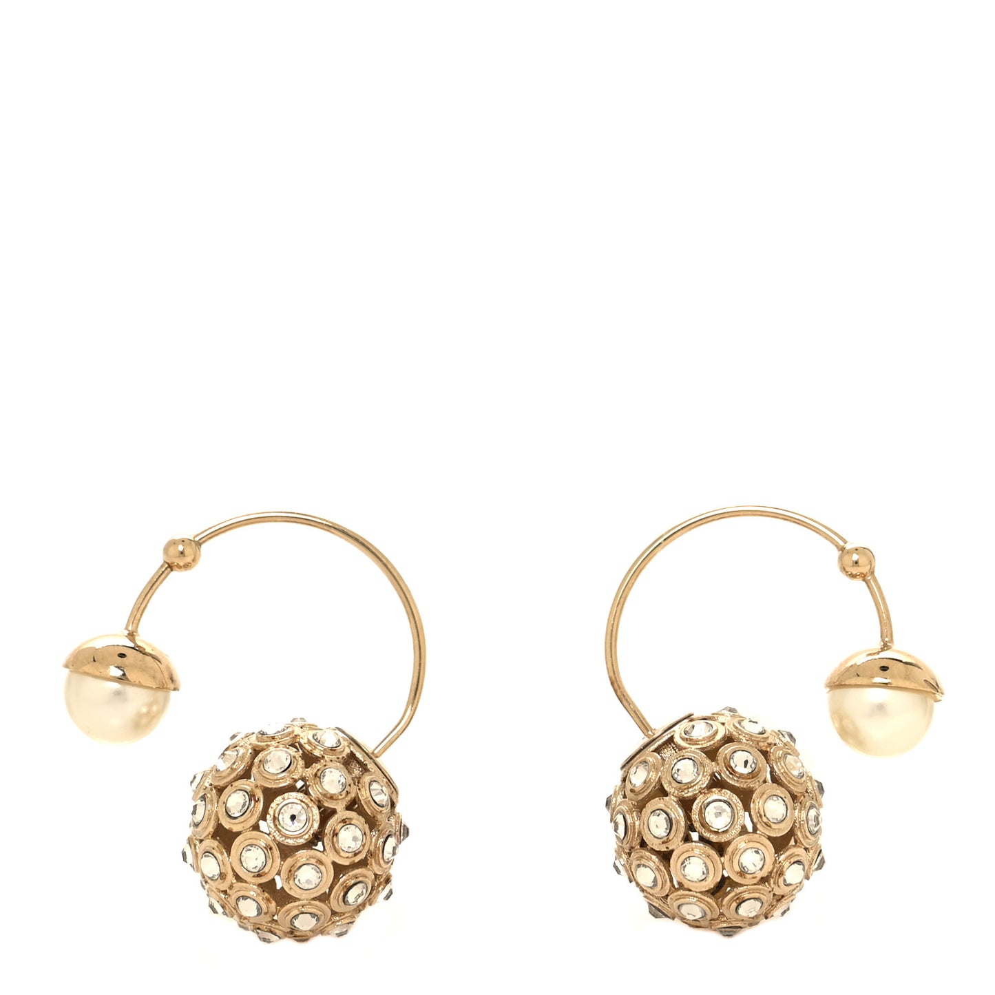 Pearl Crystal Mise En Dior Tribales Earrings Gold White