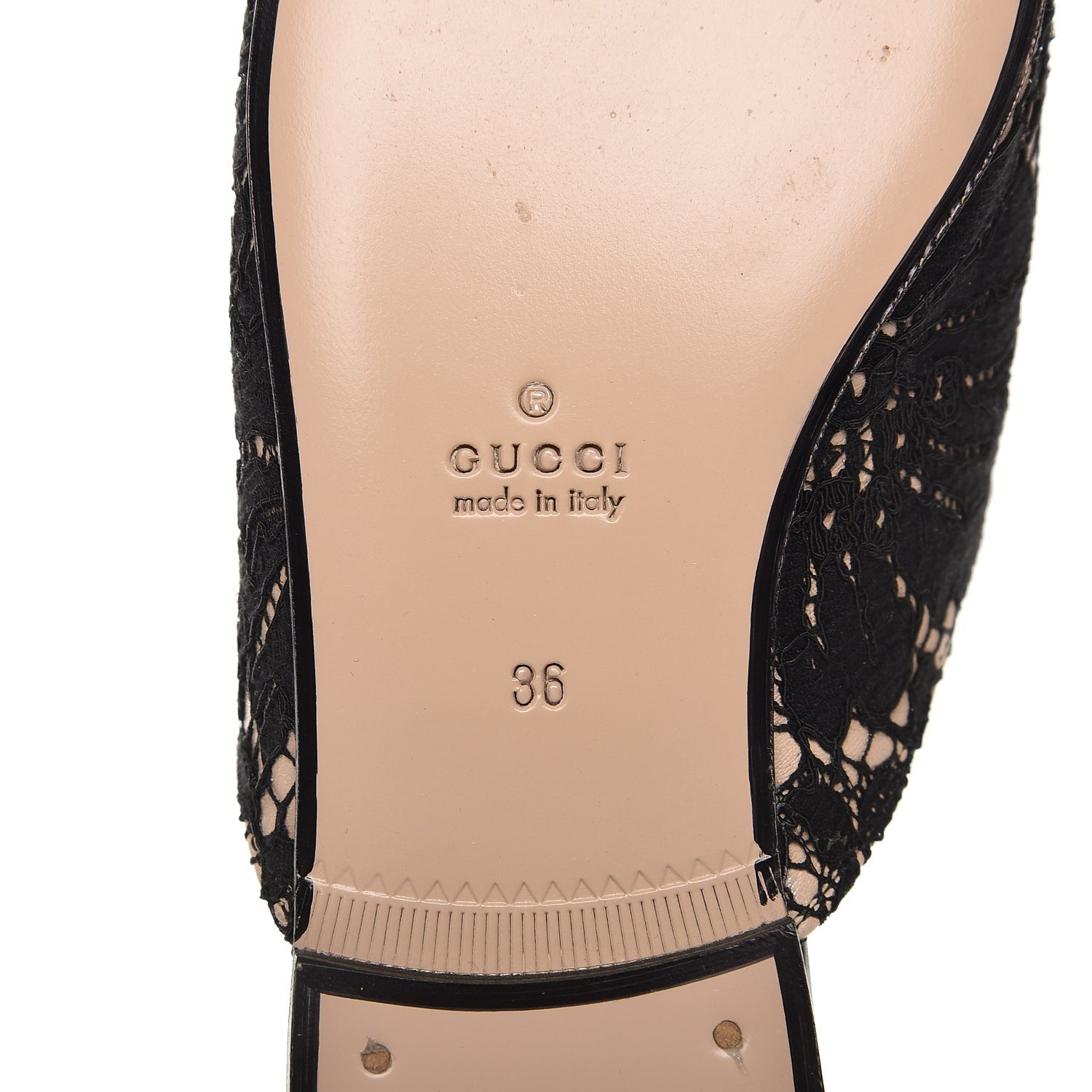 Gucci Lace Malaga Kid Womens Princetown Slippers 36 Black Skin Rose 7 of 8