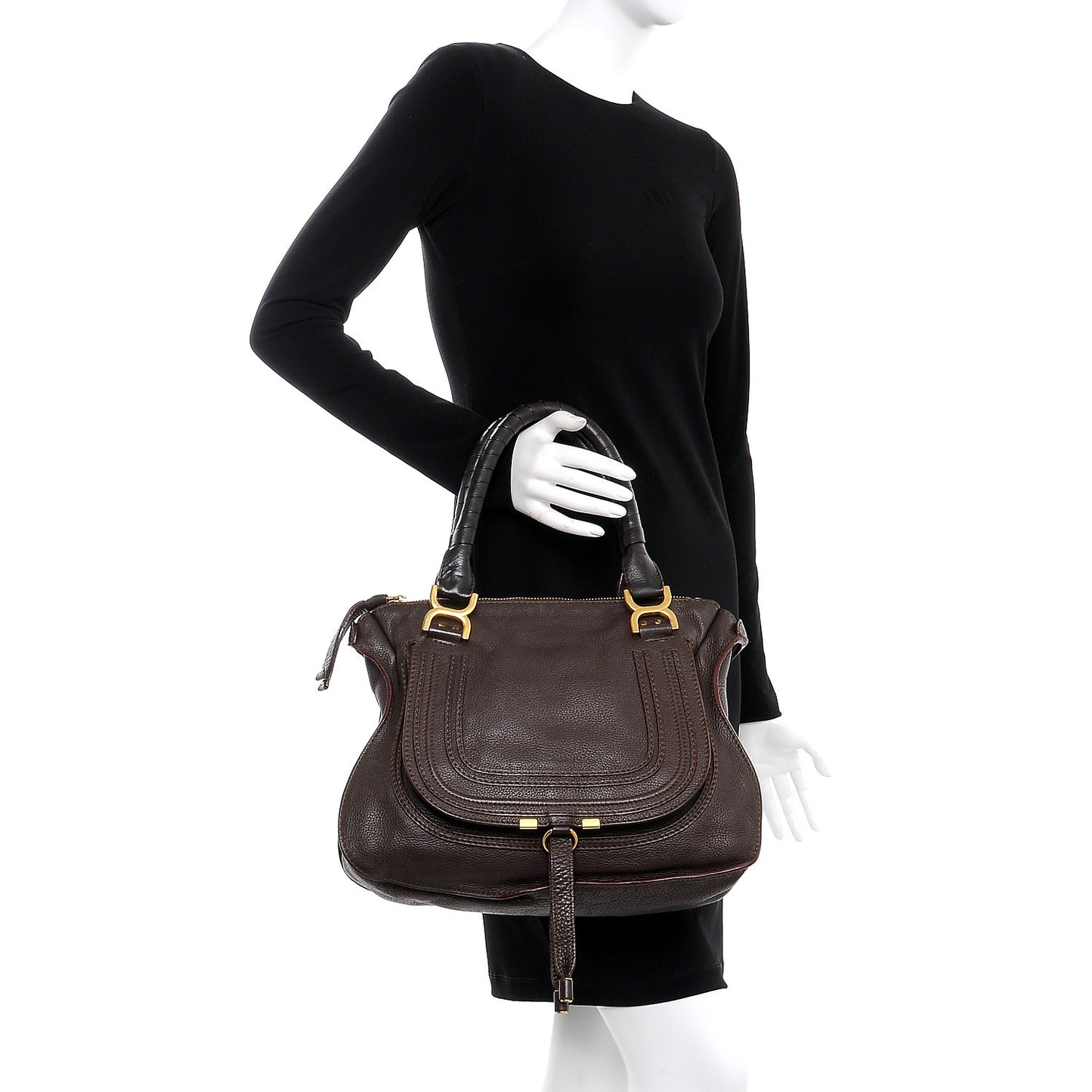 Calfskin Medium Marcie Satchel Truffle