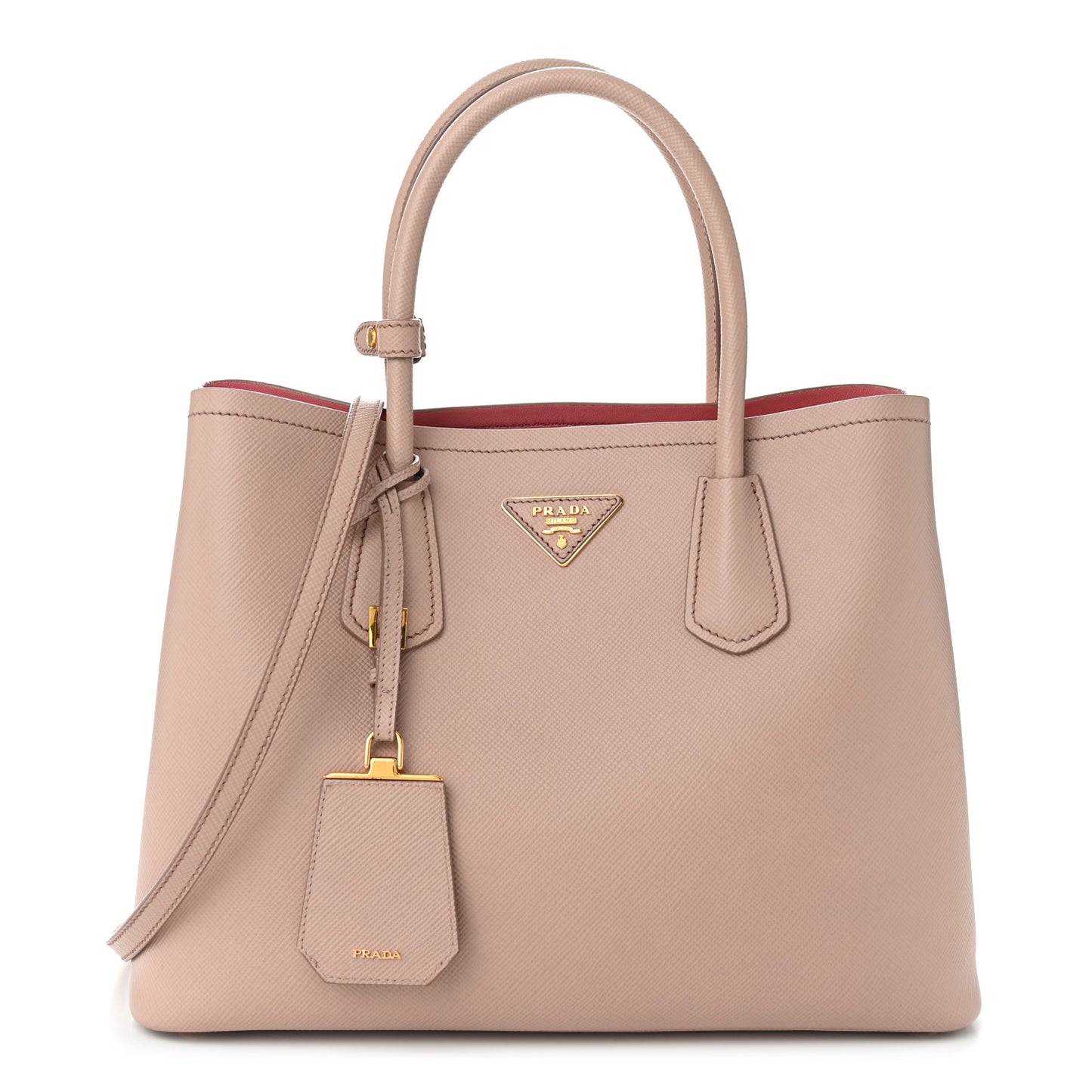 Saffiano Cuir Medium Double Bag Cammeo Rosa