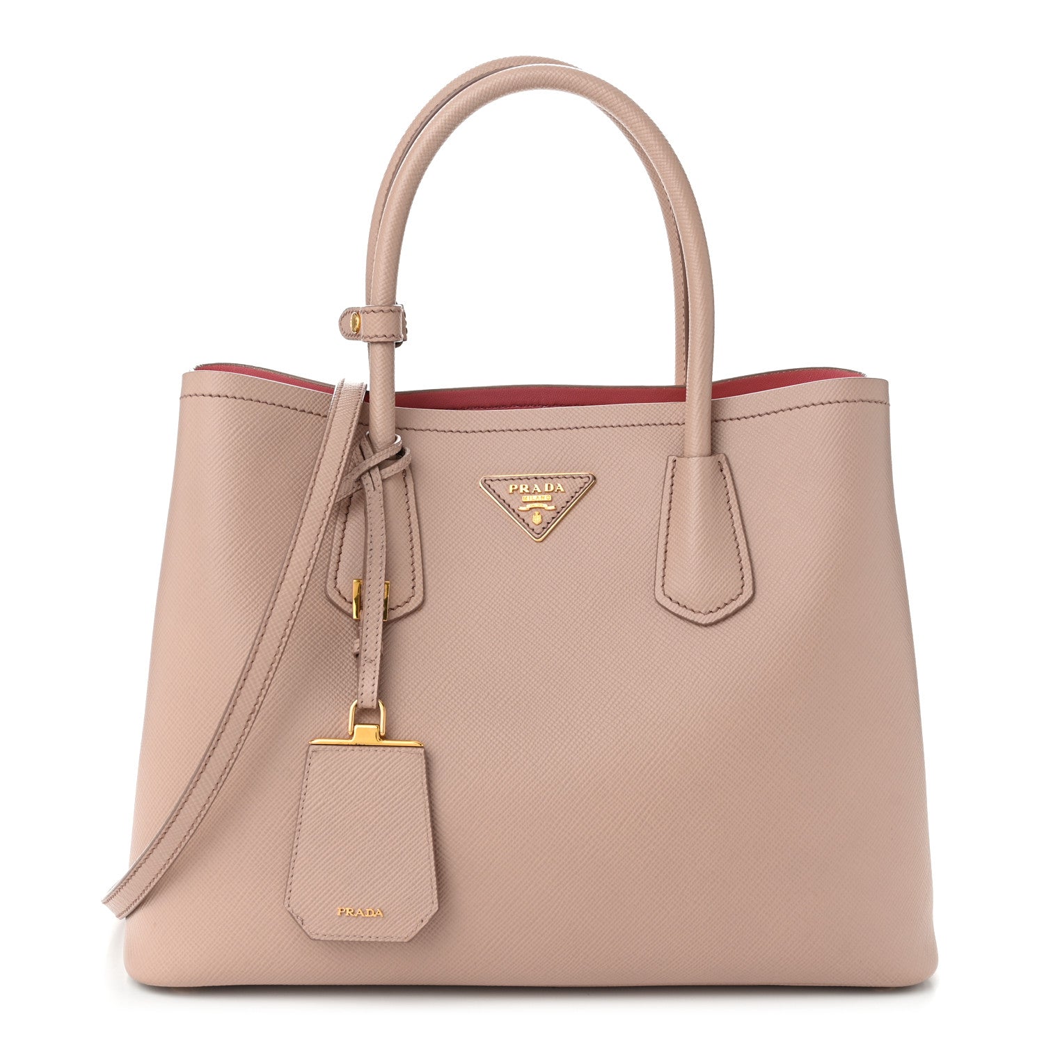 Prada Saffiano Cuir Medium Double Bag Cammeo Rosa 1 of 11