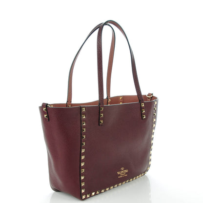 Valentino Garavani Pebbled Calfskin Small Rockstud Reversible Tote Rubin Blush 4 of 7