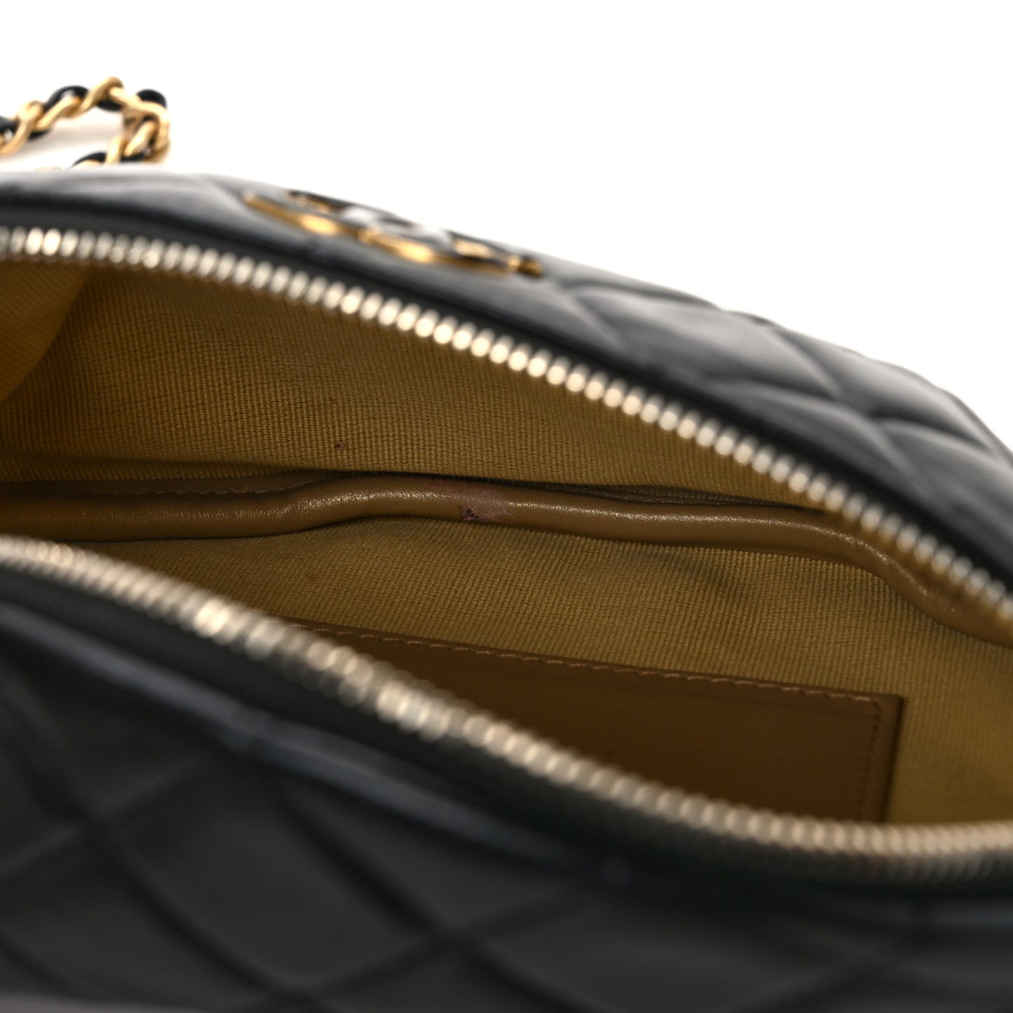 Shiny Lambskin Enamel Quilted Waist Bag Fanny Pack Black