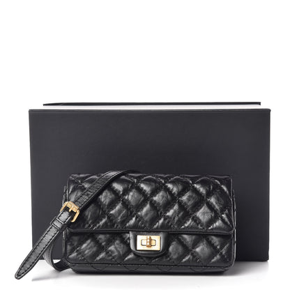 Chanel Aged Calfskin Quilted 2.55 Reissue Flap Belt Bag Clutch Black 12 of 12
