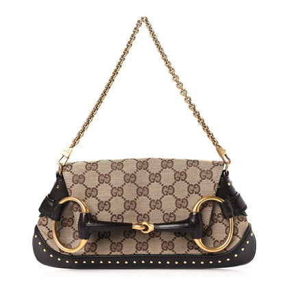 Gucci Monogram Studded Small Horsebit Clutch Dark Brown 1 of 10