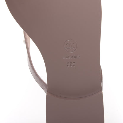 Chanel Suede Pearl Thong Sandals 38 Beige 6 of 8