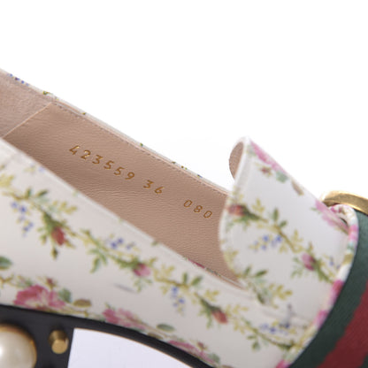 Gucci Calfskin Web Pearl Floral Embellished Peyton Loafer 36 White Multicolor 7 of 9