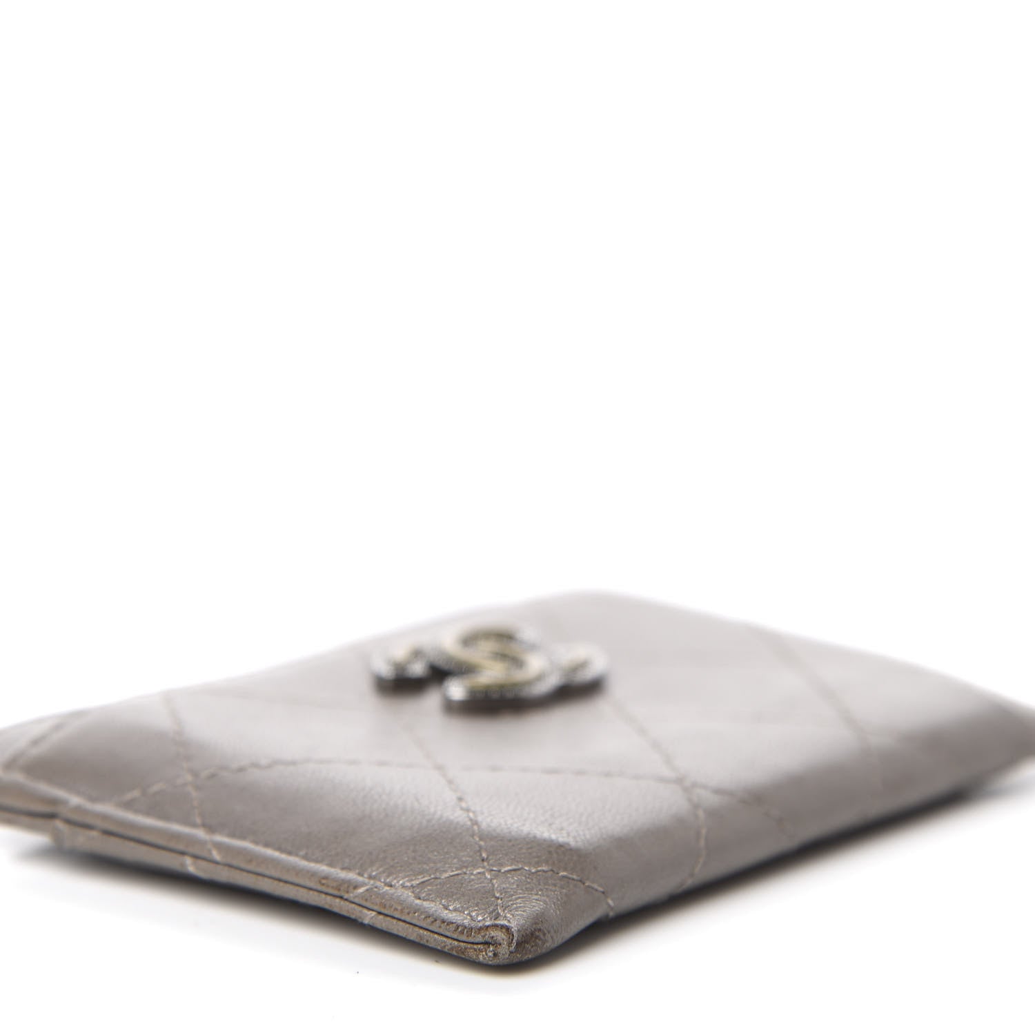 Chanel Lambskin Quilted CC Card Holder Dark Grey 9 of 13