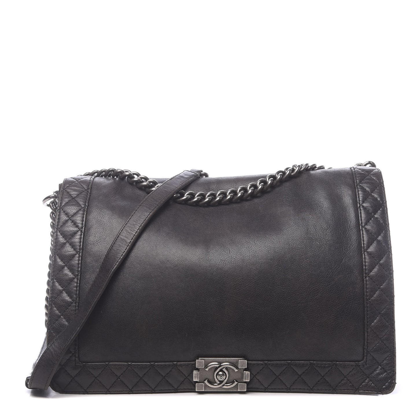 Calfskin Large Boy Reverso Flap Black