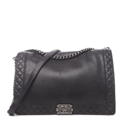 Chanel Calfskin Large Boy Reverso Flap Black 1 of 14