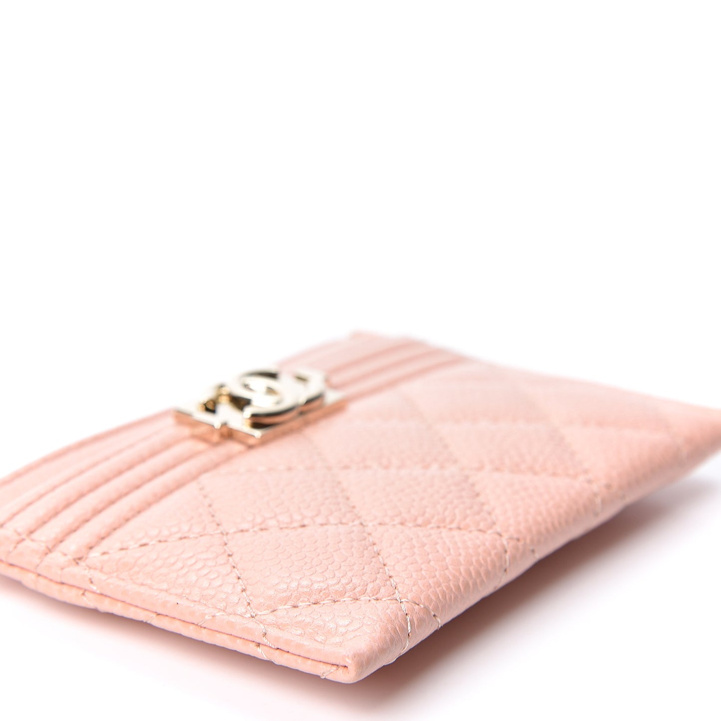 Caviar Quilted Boy Card Holder Light Pink