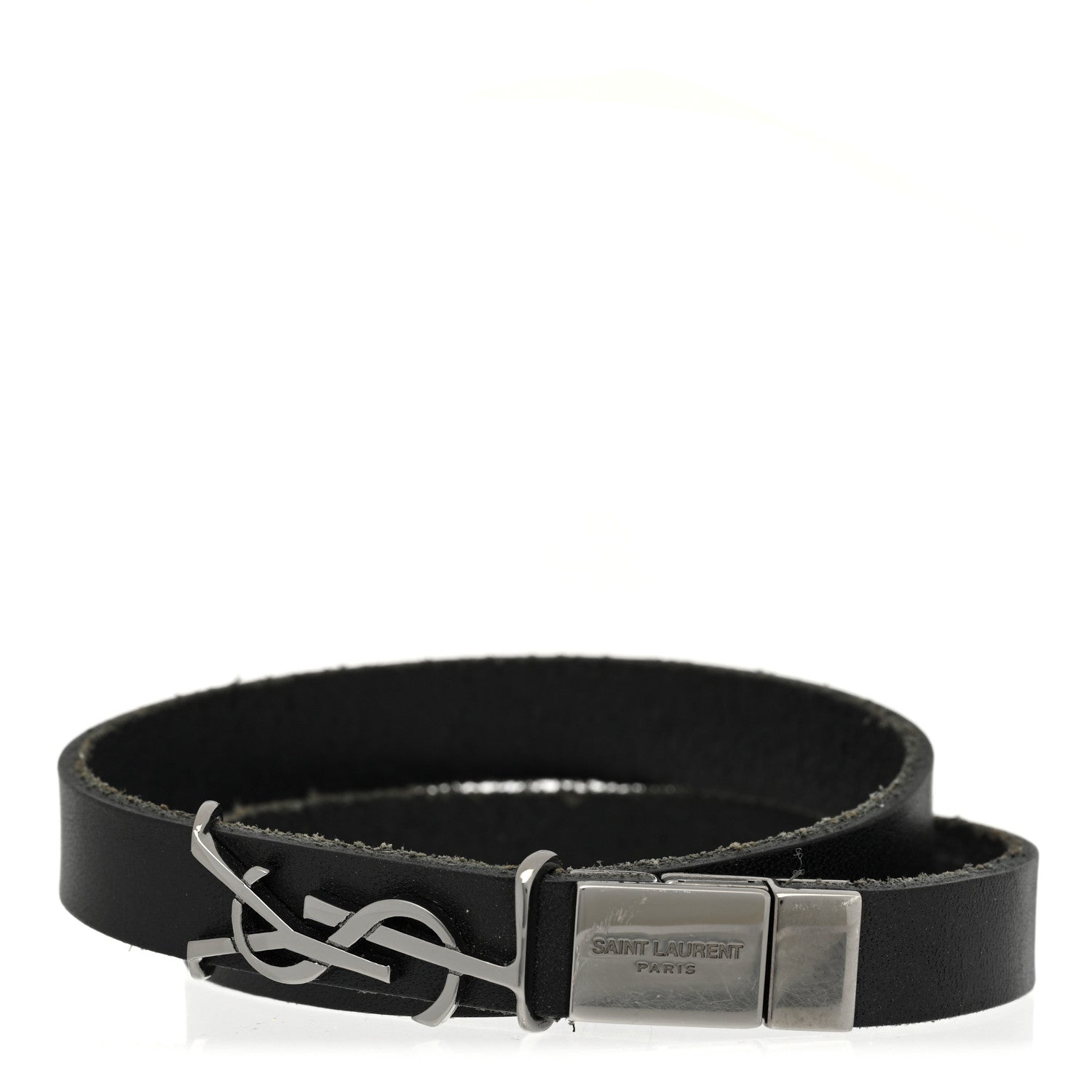 Saint Laurent Calfskin Opyum Double Wrap Bracelet Black 1 of 6